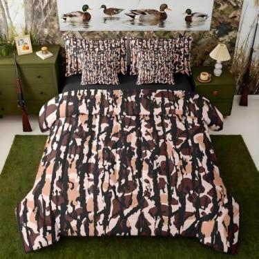 Imagem de Jogo de cama de casal camuflado em uma bolsa com edredom, lençóis, fronhas e capa de almofada, camuflado, caça, 7 peças, feminino, masculino, ultramilitar, conjunto de edredom com lençóis, caffe