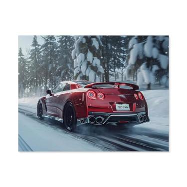 Imagem de HouLaiZhe R35 Cartazes de neve de carro esportivo lona parede estética decoração de sala de parede impressões galeria sala decoração de parede para quarto sala de estar escritório 20 x 26 polegadas