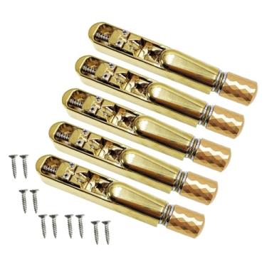 Imagem de Colaxi Kit de ponte headless para guitarra com tailpiece e chave de instalação. Fácil instalação. Peças para guitarra, instrumentos musicais e acessórios, 5 Cordas Douradas