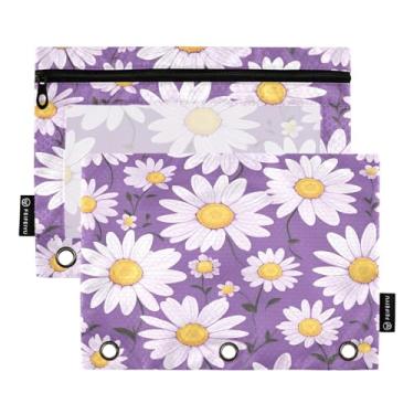 Imagem de Wassud Margarida roxa pacote com 2 pastas para fichário com 3 furos, pasta organizadora de arquivos para casa, escritório