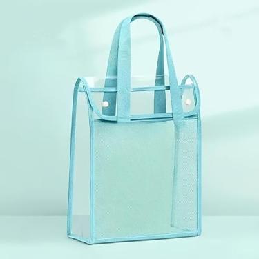 Imagem de Pasta Portátil Transparente À Prova D'água, Grande Capacidade, Bolsa de Documentos Expandível(Azul B)