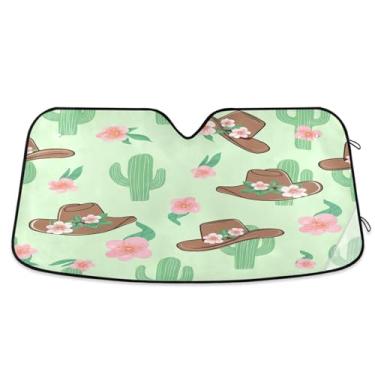 Imagem de Qilmy Para-brisas de carro, chapéus de caubói florais, protetor de viseira dobrável, mantém fresco, bloqueia raios UV e acessórios para proteger carros, SUVs, caminhões-(P) 386