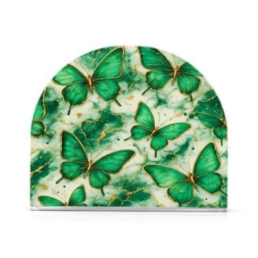 Imagem de Qilmy Suporte de guardanapo, porta-guardanapos de acrílico transparente borboleta para mesa, suporte de guardanapo de coquetel de papel de seda para cozinha, dispensador de guardanapos de jantar para