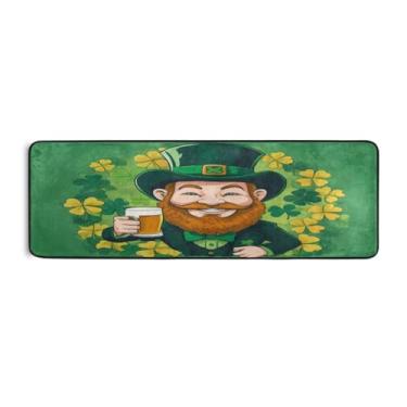 Imagem de Burbuja Tapete St. Patrick Beer Runner 61 x 183 cm, lavável antiderrapante com suporte de borracha, tapete para sala de estar, corredor, decoração de casa