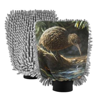 Imagem de STAYTOP Luvas de lavagem de carro para pássaros da Nova Zelândia, 2 peças, luvas de microfibra de chenille, sem arranhões, panos de esponja de lavagem ultra absorventes para carros, limpeza doméstica