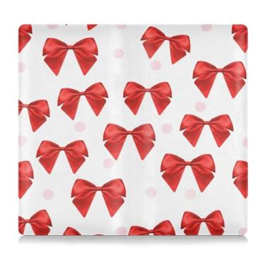 Imagem de Burbuja Porta-registro de carro e seguro, caixa de luvas de couro Red Bows, organizador de documentos, carteira e acessórios