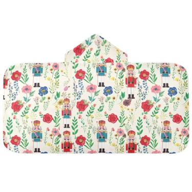 Imagem de Burbuja Toalha de banho com capuz de laço rosa para crianças, toalha de praia de pelúcia macia absorvente para chá de meninas e meninos 3-10 anos, 61 x 127 cm