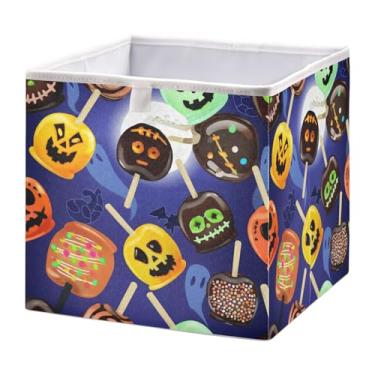 Imagem de STAYTOP Cestos de armazenamento de abóbora de Halloween 28 cm, cestas de armazenamento dobráveis para organizar livros, prateleiras, armários, caixa de armazenamento grande, caixas organizadoras