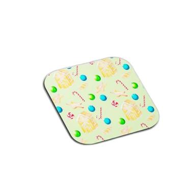 Imagem de Porta Copos Com Ilustração Personalizada Natal Casas de Pão de Gengibre - Tamanho 9x9 cm