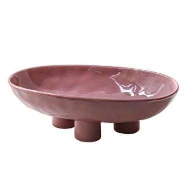 Imagem de Fruteira Fruteira de cerâmica com tripé, estilo moderno e minimalista, peça central decorativa para mesa. Decoração de mesa(Purple)