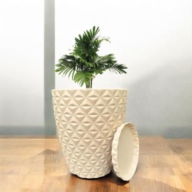 Imagem de Vaso Decoratico Planta Flor Coluna Diamante 29x26 Jardim Varanda Polietileno (Bege)