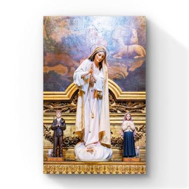 Imagem de quadro interior da capela, Altar Decorativo com Detalhes Dourados, Arte Católica Tradicional 60x40