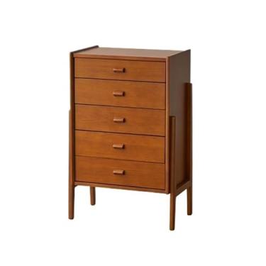 Imagem de Cômodas Cômoda de madeira com 5 gavetas furos ar e puxadores, armazenamento cabeceira moderno para salas estar, corredores quartos