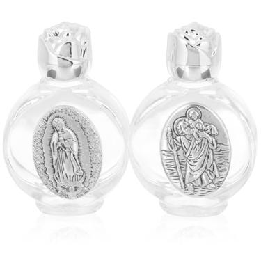 Imagem de NUOBESTY 2 garrafas de água benta, recipiente de água de vidro, mini garrafas de bênção para decorações de batismo, viagens (prata)