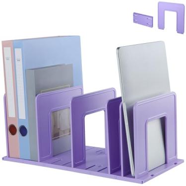 Imagem de LuluEasy Organizador de arquivos vertical ajustável, suporte de arquivo vertical expansível de plástico resistente, organizador de fichário de mesa, divisor de estante para organização de escritório