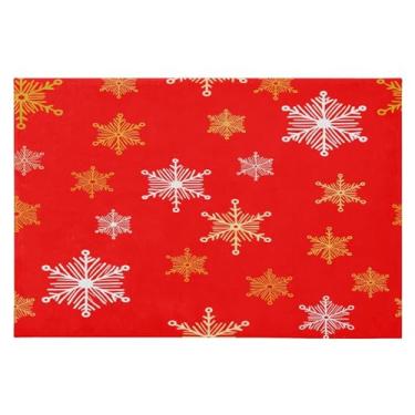 Imagem de Wassud Tapete de porta de floco de neve branco dourado 61 x 89 cm, tapete de área lavável antiderrapante com suporte de borracha, tapete macio e macio para sala de estar, quarto, entrada, entrada