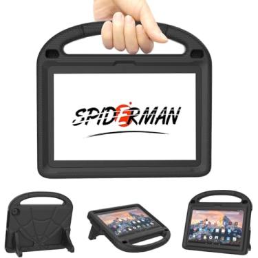 Imagem de Capa infantil para iPad 8 polegadas 2024, à prova de choque, antiderrapante, com alça de suporte, capa infantil - preta