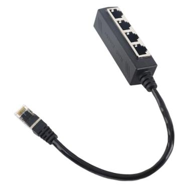 Imagem de Generic Adaptador Divisor RJ45 Transmissão Suave Excelente Conexão para Cabo de Rede Adaptador de 1 a 4 Portas ABS Preto para Todas As Redes e Escritórios