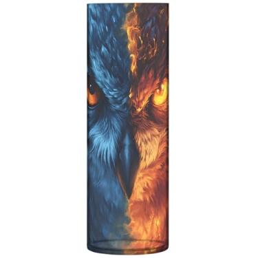 Imagem de Vaso cilíndrico com estampa de animais de fogo de coruja, vaso alto, fofo, plástico, impressão personalizada, decoração de quarto, 30 cm x 9,9 cm