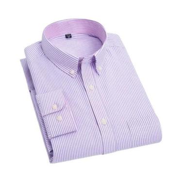 Imagem de Camisa Oxford Masculina Slim Fit De Manga Longa Sem Necessidade De Pas