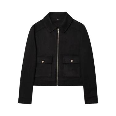 Imagem de Jaqueta Bomber Feminina De Manga Longa Com Zíper Policromática Moda Ou