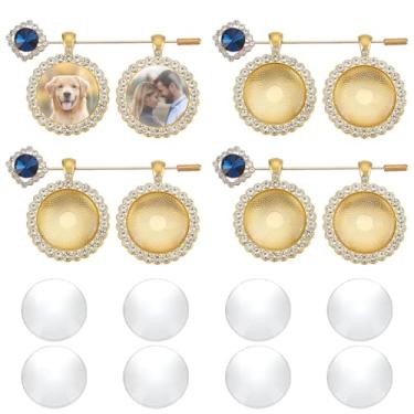 Imagem de WEBEEDY Conjunto de 4 alfinetes de buquê de noiva dourado para fotos de buquê de casamento, presente azul, buquês de pedras preciosas, clipe para noiva noivo lembrança de casamento, aniversário