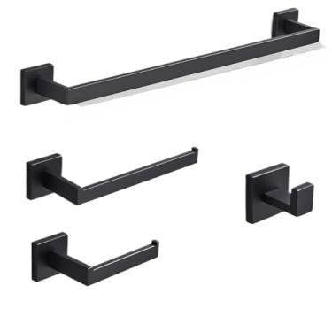 Imagem de Porta Shampoo para Banheiro，Kit Acessórios Para Banheiro Completo 4 Peças Inox 40/60cm Toalheiro De Banheiro Dourado Escovado(Preto Fosco 40cm)