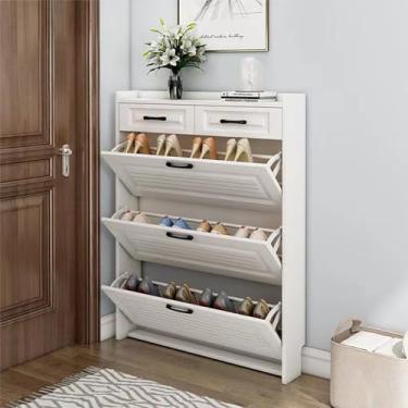 Imagem de 3 gavetas dobráveis armário de sapatos moderno armário de sapatos de madeira armário de sapatos para entrada, suporte de sapato, armário de armazenamento de sapatos, para entrada, corredor, quarto