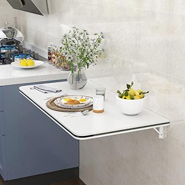 Imagem de TRGCJGH Mesa de jantar pequena de madeira, mesa dobrável montada na parede para pequenos espaços de economia, para lavanderia, sala de jantar, sala de estudo, cozinha, bar, C - 50 x 30 cm