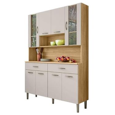 Imagem de Armário de Cozinha Compacta Kits Paraná Golden 8 Portas 2 Gavetas CP Ripado MDP 174x 122x 36cm