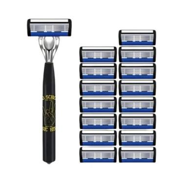 Imagem de Aparelho De Barbear Manual Masculino De Aço Inoxidável Com 6 Camadas, 