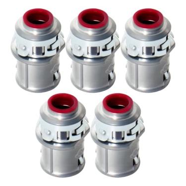 Imagem de MAKERELE Conector de cabo revestido de metal de encaixe, encaixe de conduíte elétrico de zinco para cabo MC/AC de aço e alumínio (pacote com 5)