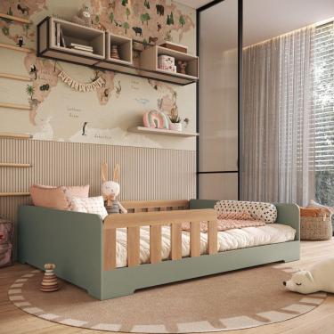 Imagem de Cama Infantil Montessoriana Casal em MDF Tony Mobikasa e Colchao Gazin