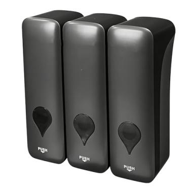 Imagem de AUNMAS Dispensador de Sabão Recarregável, 3 Câmaras de Parede, Manual, Prensa Manual, Bomba de Sabão, Grande Capacidade para Banheiro, Cozinha, Hotel