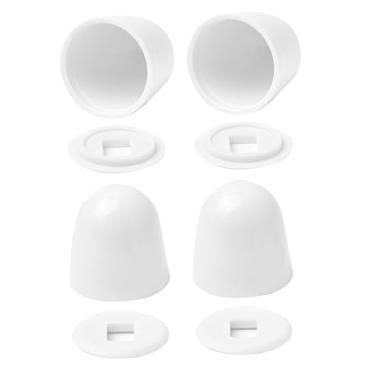 Imagem de 4 peças de tampas de parafuso de vaso sanitário universais com arruelas, tampas de parafuso de vaso sanitário redondas de plástico para fácil instalação, 3,5 cm de altura, branco