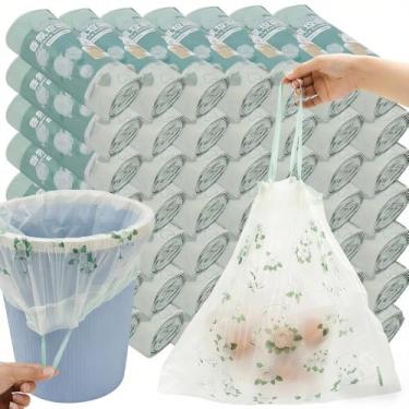 Imagem de 3 rolos de sacos de lixo com cordão espesso, saco de lixo de grande capacidade, ecológico, material PE, 45 x 45 cm, 30 peças/rolo