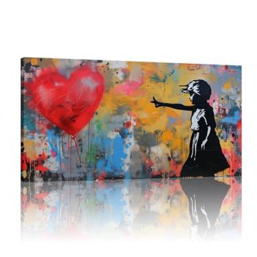 Imagem de Tela de arte de parede, arte de rua doméstica em tela Banksy, impressão de parede de pintura, pôster de parede abstrato, arte de parede em tela colorida - (72 x 142 cm) 71 x 142 cm sem moldura