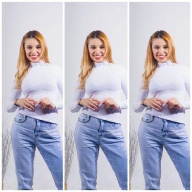 Imagem de Kit 3 blusa feminina cacharrel com manga longa - GK TODA BELA, Branco,