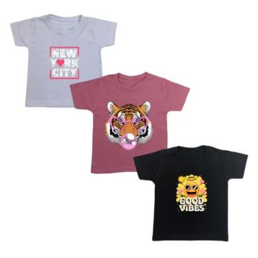 Imagem de Blusa T-shirt Infantil Verão Estampa Blogueira 3 Peças Kids - Mini Div