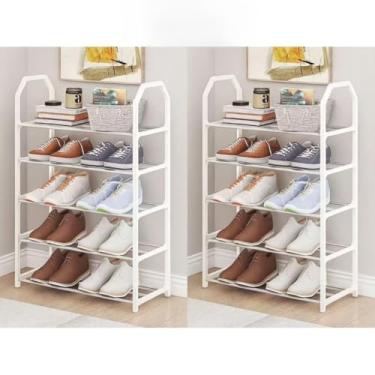 Imagem de Sapateira 4/5 Andares Organizador de Sapatos Tênis 8/10 Pares Desmontável Multiuso para Sapatos, Livros e Brinquedos(5 ANDARES BRANCO 2PCS)