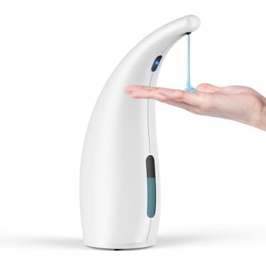 Imagem de Summon The Elves Dispensador automático de sabonete líquido, 300 ml, sem toque, dispensador de sabão de mão branco operado por bateria elétrica de bancada com sensor (branco)