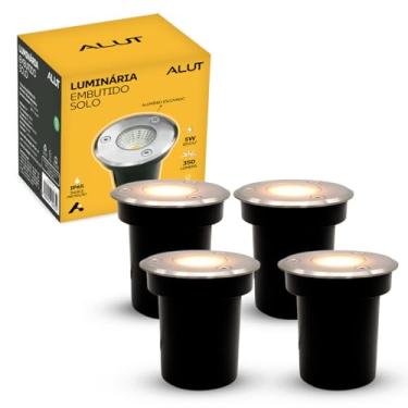 Imagem de Kit Luminaria de Chão Led Solo Embutir 5w ou 10w 3000k Branco Quente Bivolt Preto Fosco ou Escovado Alut By Avant (4, Aço Escovado, 5, Watts)