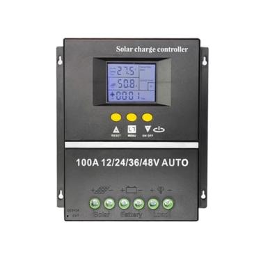 Imagem de CUOFYUNL 100A MPPT Controlador de carga solar 12V 24V 36V 48V com luz negra Display LCD Controlador de carga regulador inteligente para bateria de chumbo-ácido Portas USB duplas