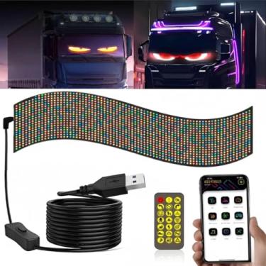 Imagem de Luz de olhos diabólicos para carros, olhos de LED para carro, tela de LED flexível de 12 x 60 cm, LED animado, placa de LED para carro, luzes grandes personalizadas dinâmicas para para-brisas de carro