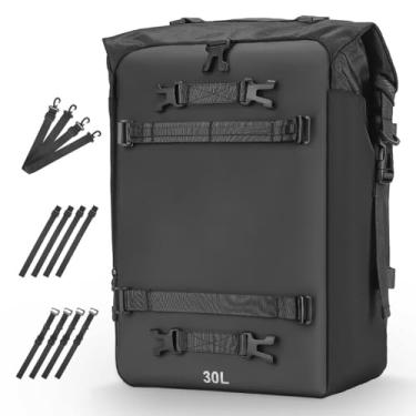 Imagem de Luocute Bolsa Traseira para Motocicleta, Mochila de Bagagem de Viagem de Grande Capacidade Design Versátil Com Alça Ajustável, para Aventuras de Motocicleta, Deslocamentos Diários e (Preto 30L)