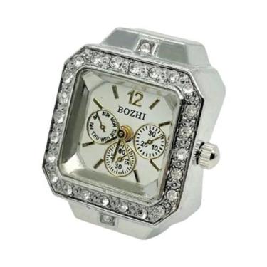 Imagem de Relógio De Pulso Quadrado Com Anel De Diamante, Totalmente Cravejado D