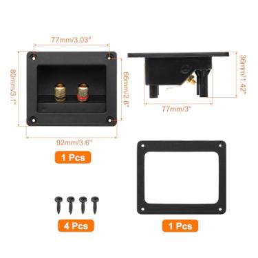 Imagem de Caixa de alto-falante quadrada de 7,6 cm, conector de plugue de subwoofer bidirecional, pinos de ligação dupla, conector de mola para alto-falante estéreo de carro, subcaixa de fio