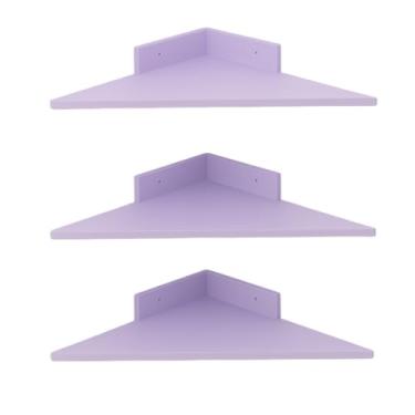 Imagem de Trio de prateleiras canto prataleiras cantoneira em mdf 35 cm X 35 cm para Quartos, Cozinhas e Salas, Maximiza Espaço de Armazenamento, Adaptada ao Estilo Brasileiro(Lilás)