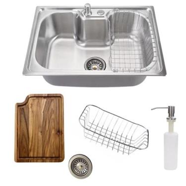Imagem de Cuba cozinha 60x42cm inox escovado + kit com tábua de corte - STILLUS 