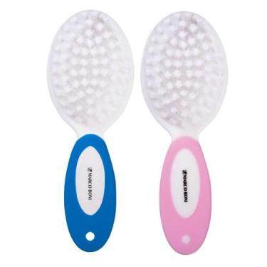 Imagem de Kit 2 Escovas De Cabelo Baby Com Cerdas Macias Marco Boni, Azul e Rosa